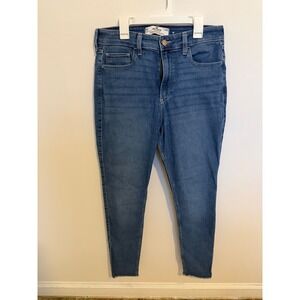 Hollister Curvy High-Rise Super Skinny Jeans Medium Wash Raw Hem 10S W30S